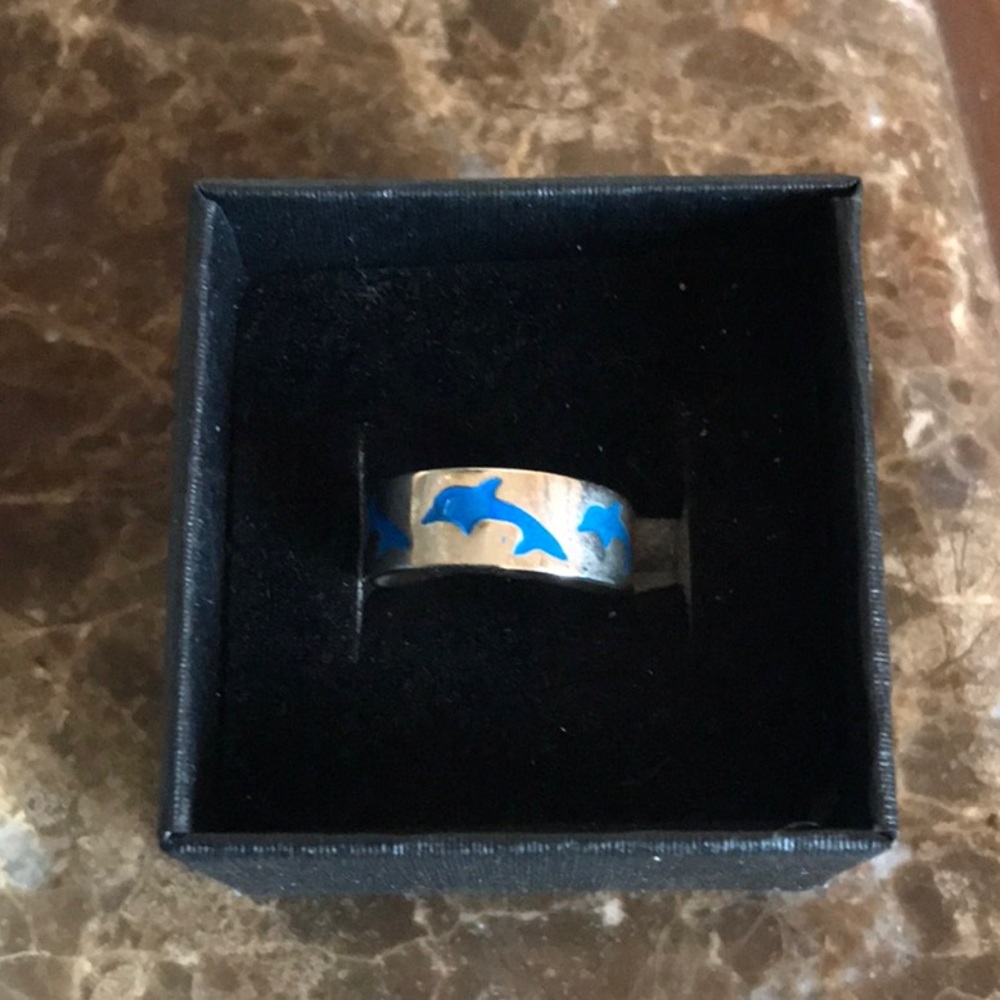 Vintage Blue And Silver Dolphin Toe Ring